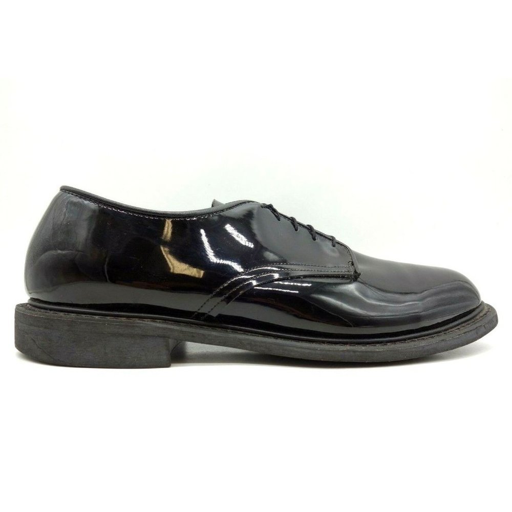 Bates Black Patent Leather Lace Up Military Issue Oxfords Shoes Men's 12 D
